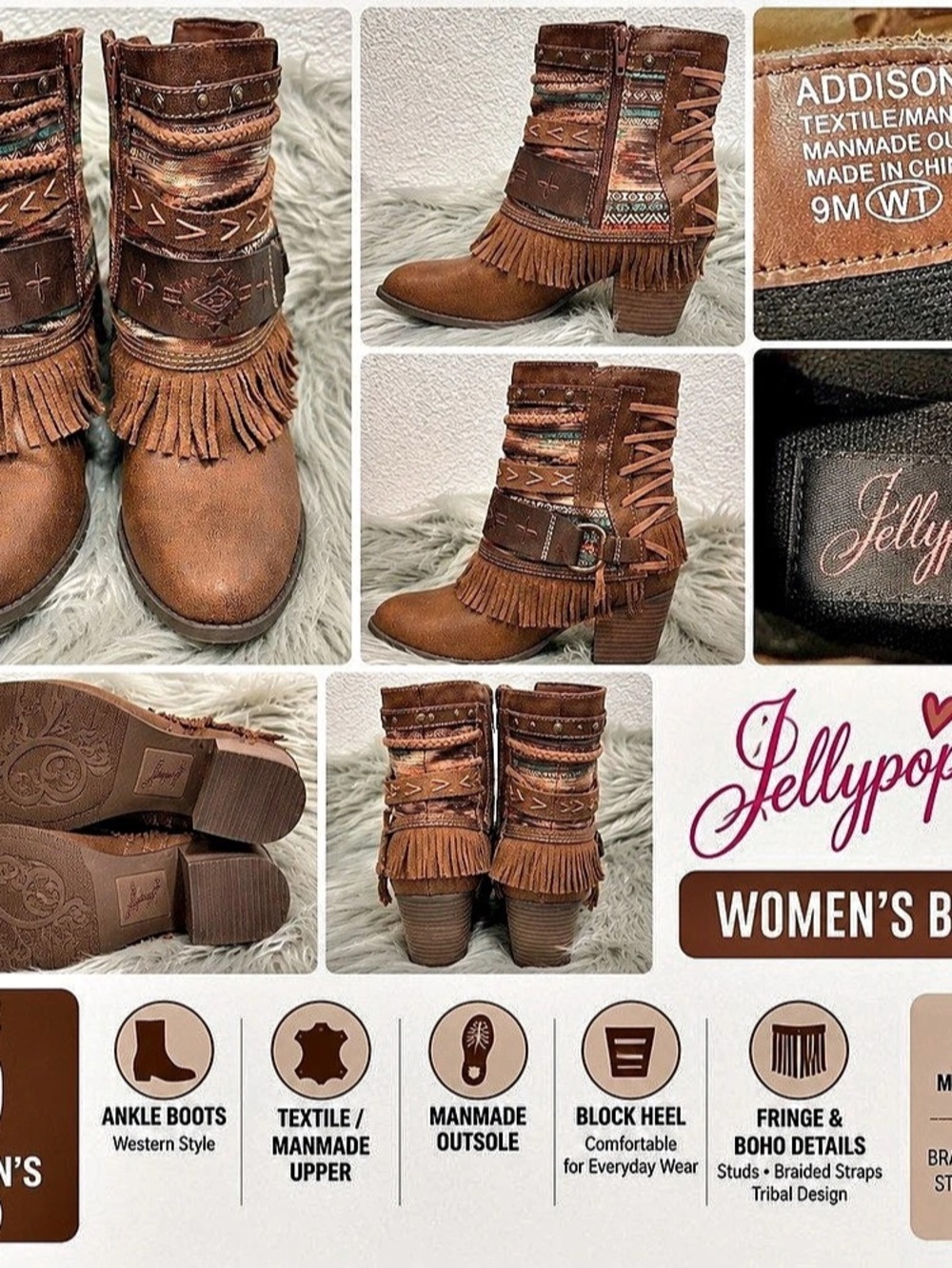 Jellypop Addison Women's Ankle Boots Brown US 9